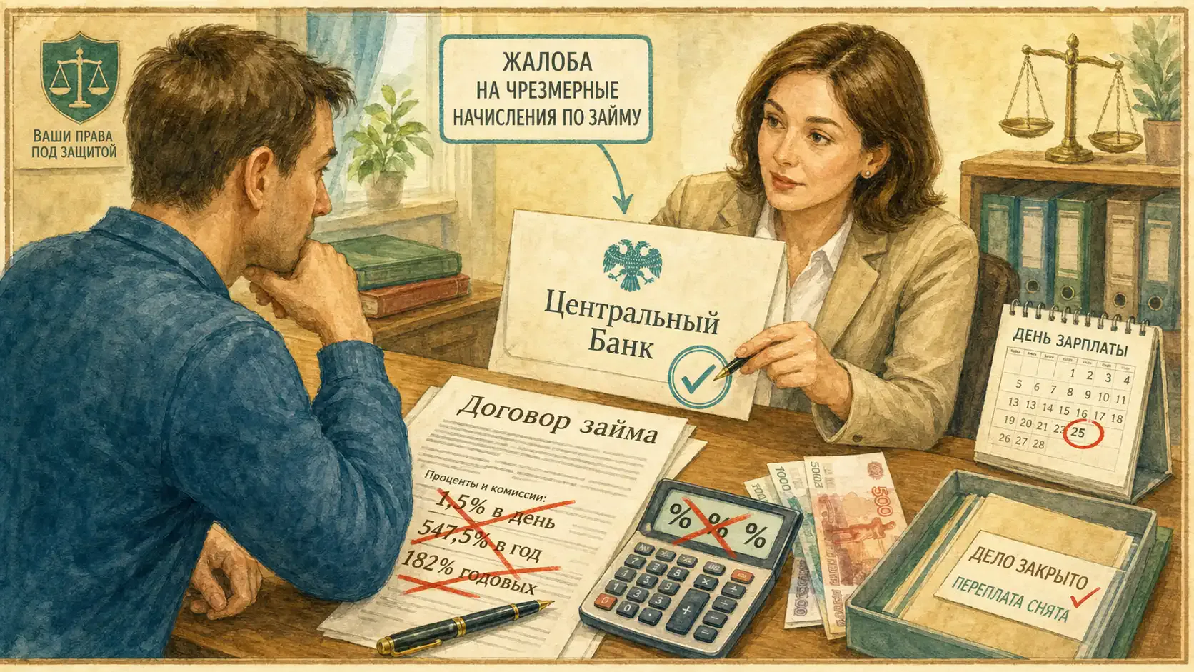 договор займа до зарплаты Завышенные проценты списываются через обращение в Центральный Банк