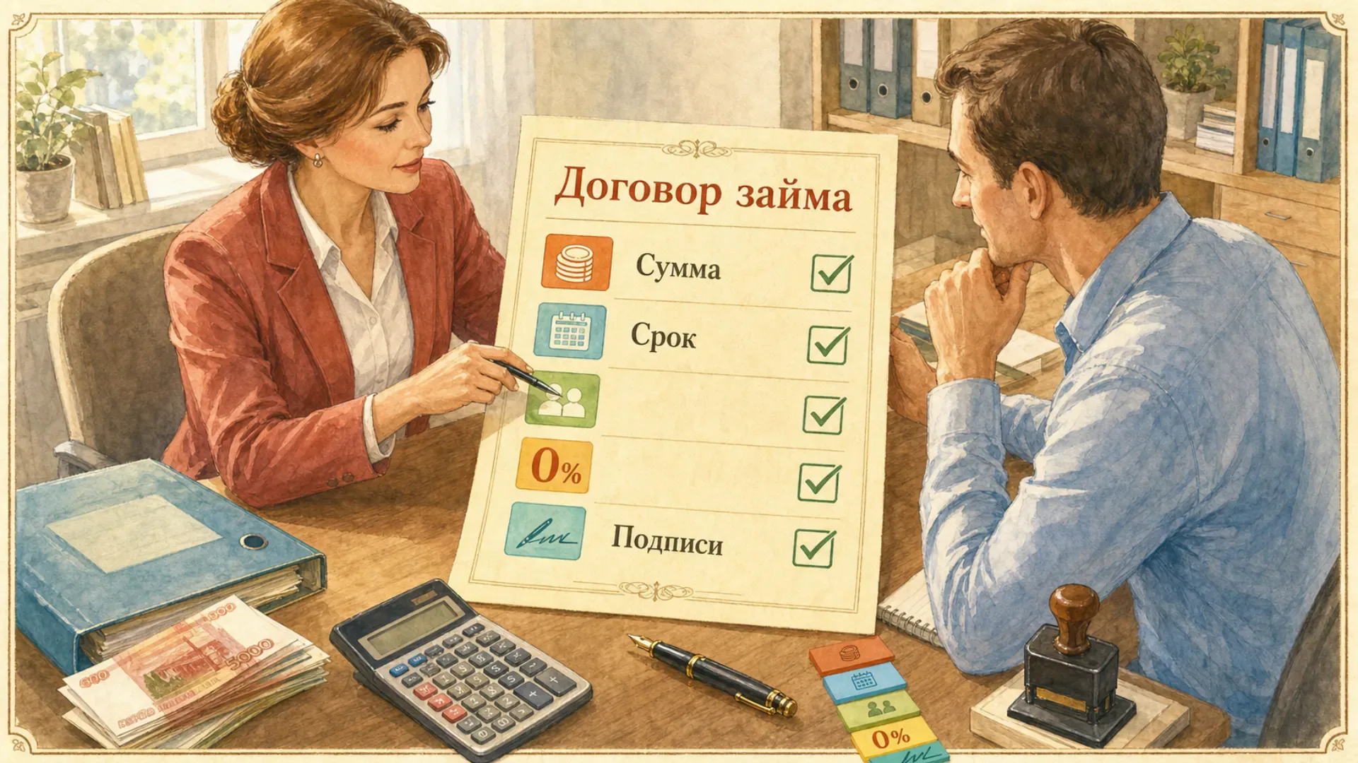 договор займа сотруднику без процентов Конструктор условий и обязательные реквизиты документа