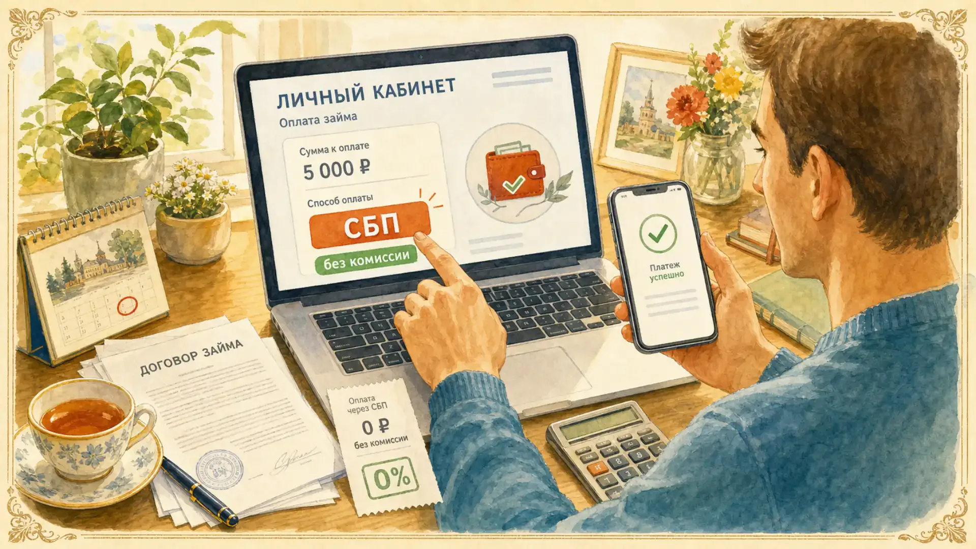 как оплатить микрокредит без комиссии Кнопка СБП в личном кабинете микрофинансовой организации