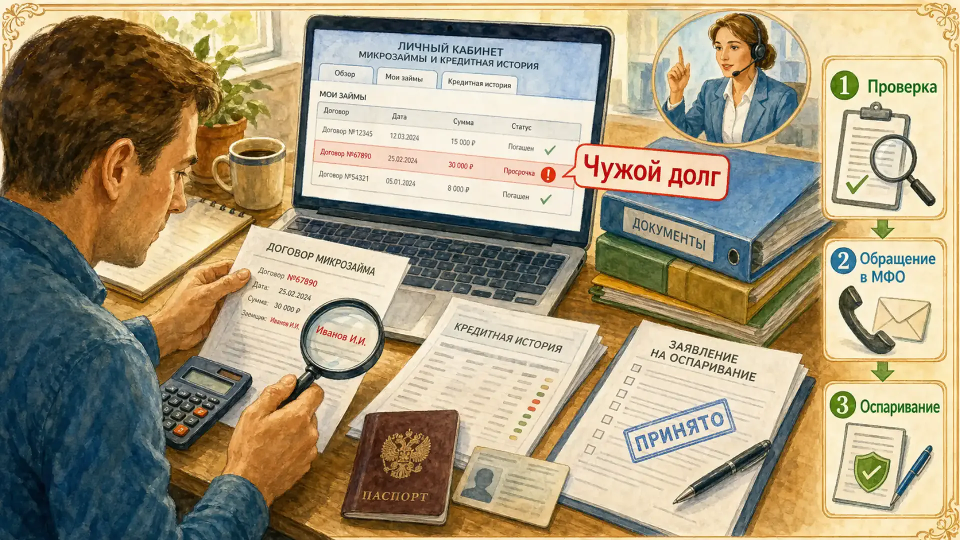 как посмотреть где я брал микрокредиты Чужой долг в личном кабинете и правильный порядок его оспаривания