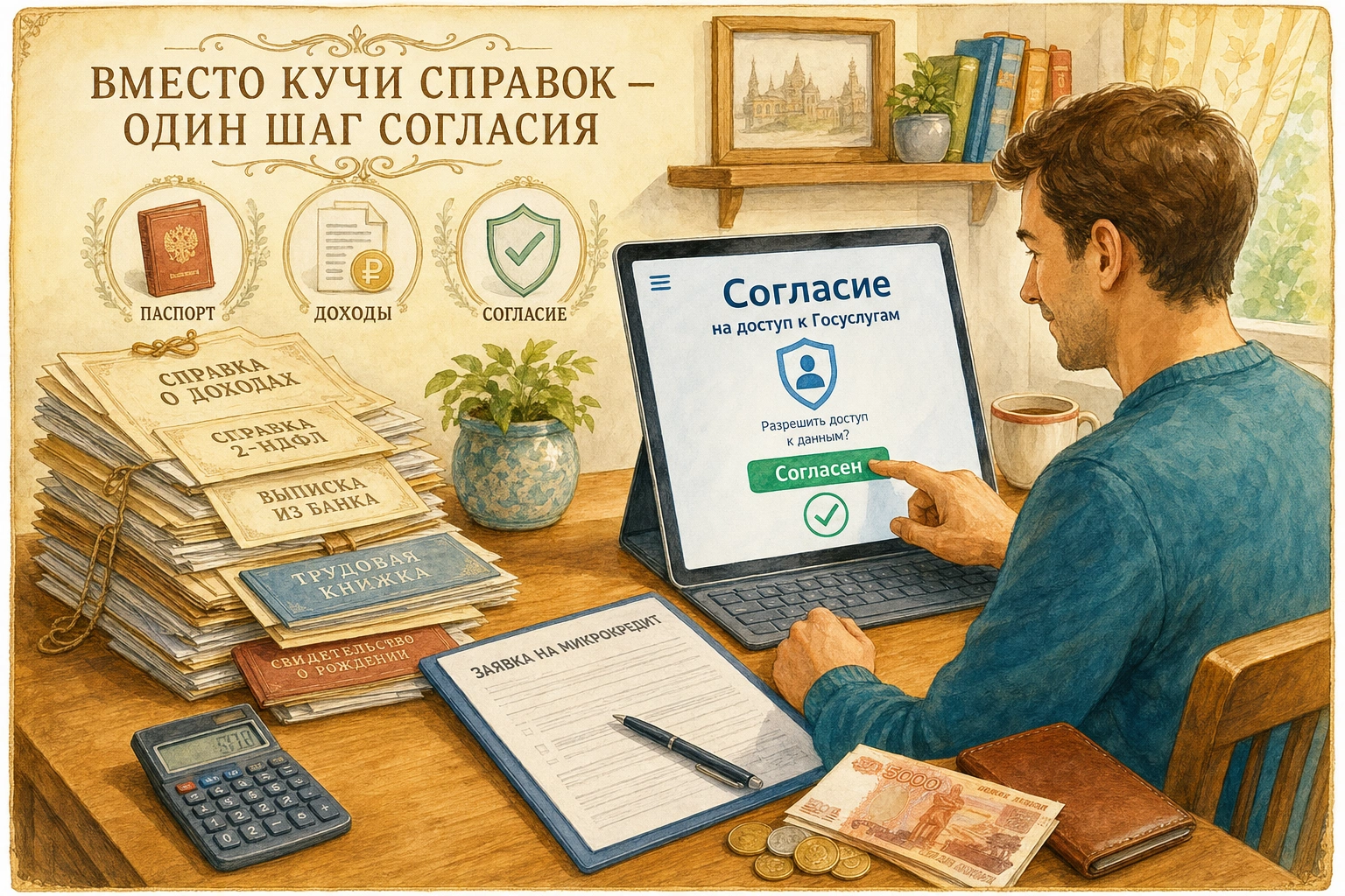 какие документы нужны для микрокредита Согласие на доступ к Госуслугам как замена бумажным справкам
