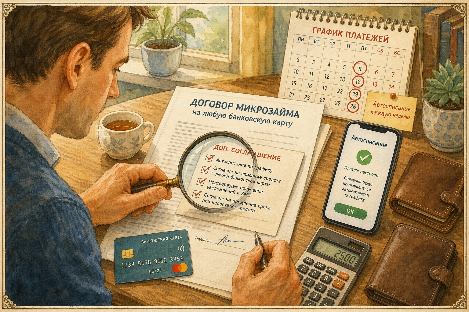 микро займ на любую карту Автоматические списания и галочки в дополнительных соглашениях