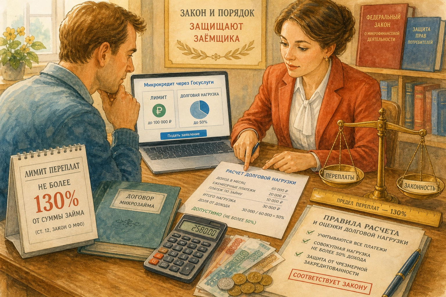 микрокредит через госуслуги Законодательные лимиты переплат и правила расчета долговой нагрузки
