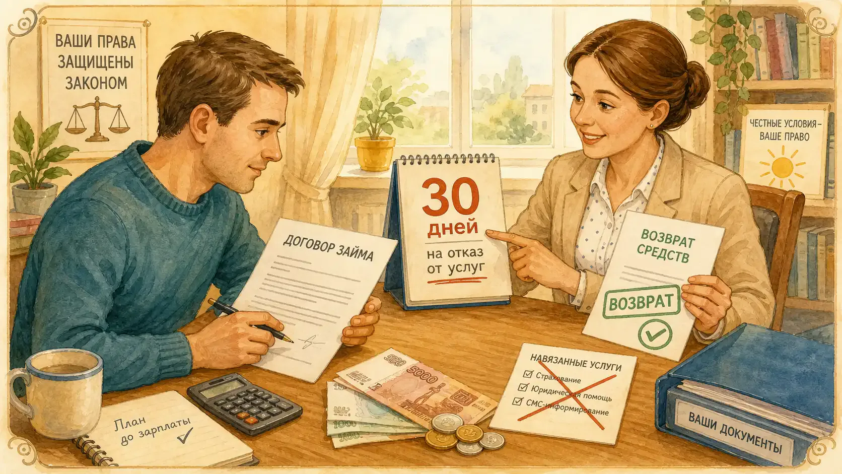 первый займ до зарплаты Законные 30 дней на отказ от навязанных услуг и возврат удержанных средств