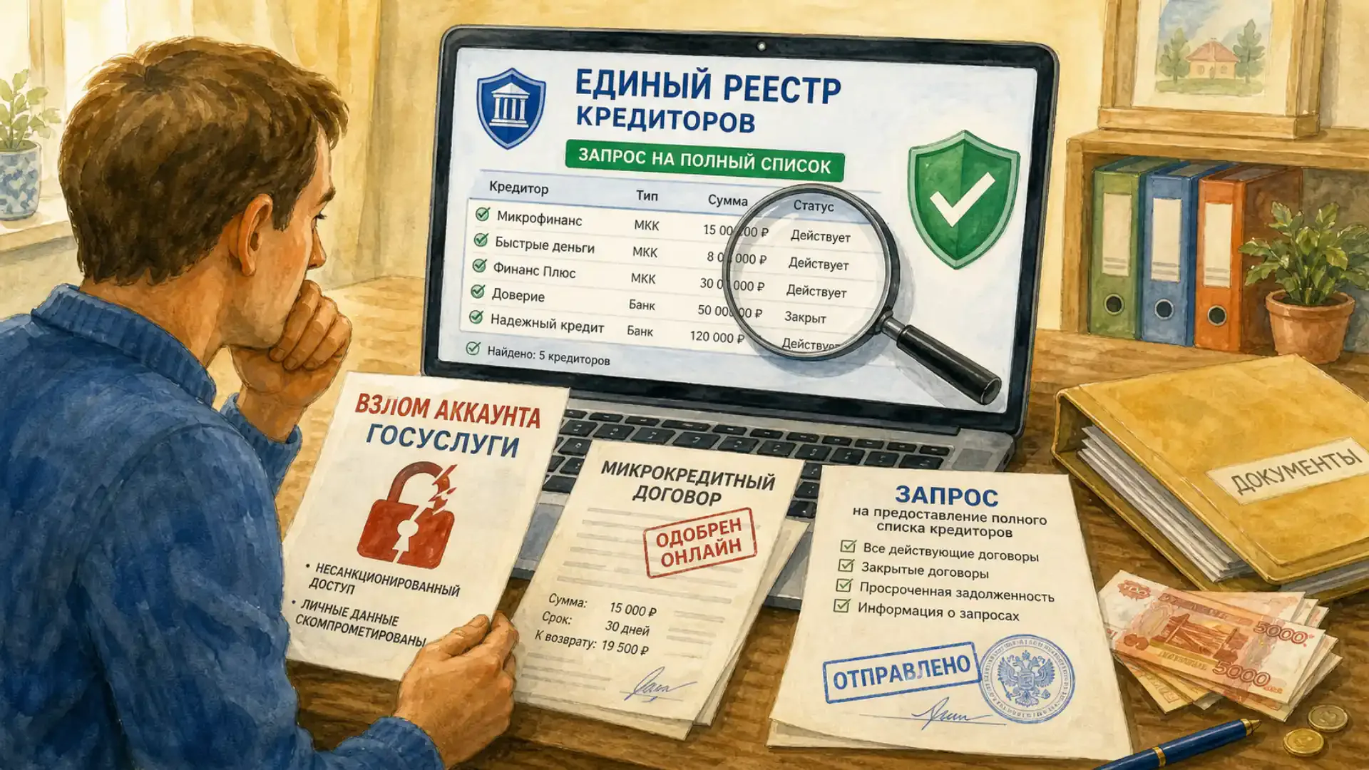 взломали госуслуги и оформили микрокредит Запрос полного списка кредиторов через единый реестр
