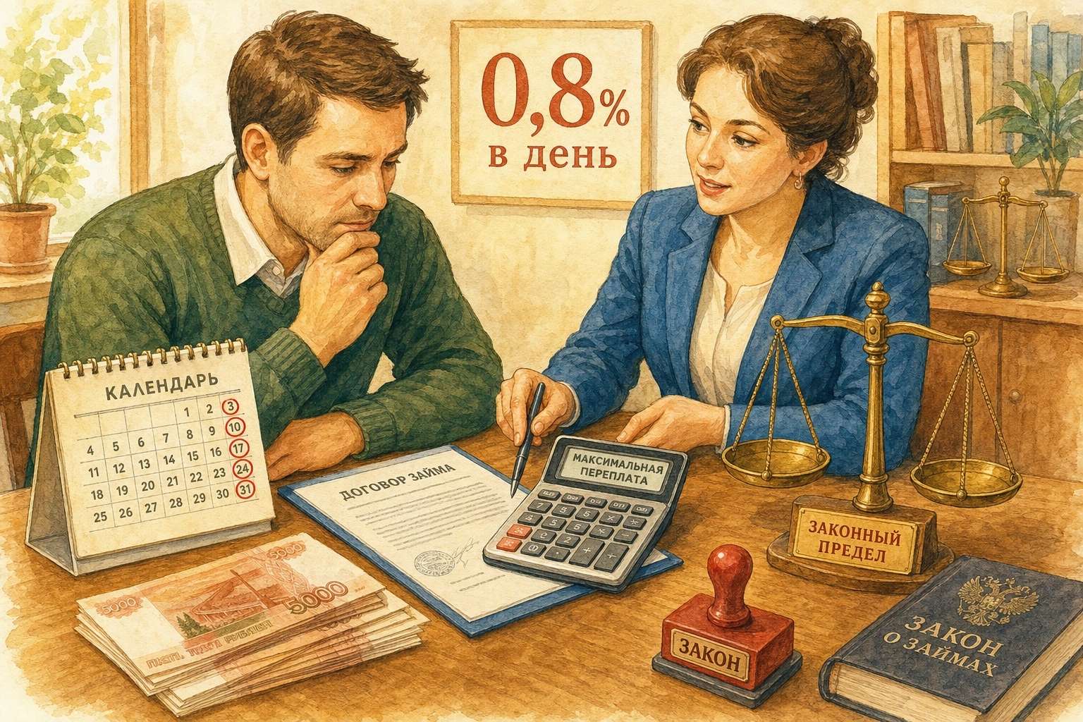 взять большой микрозайм Сколько составит максимальная переплата по закону при ставке ноль восемь процента