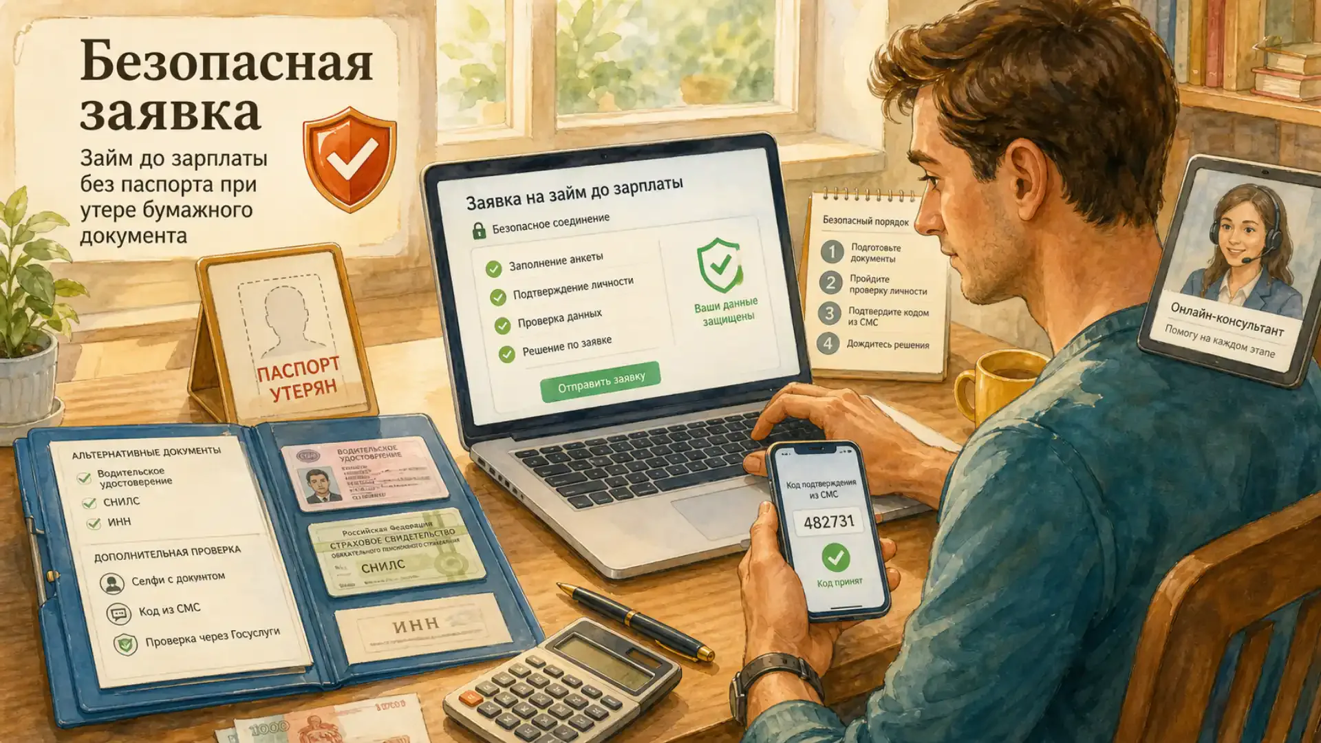 займ до зарплаты без паспорта Безопасный порядок подачи заявки при утере бумажного документа