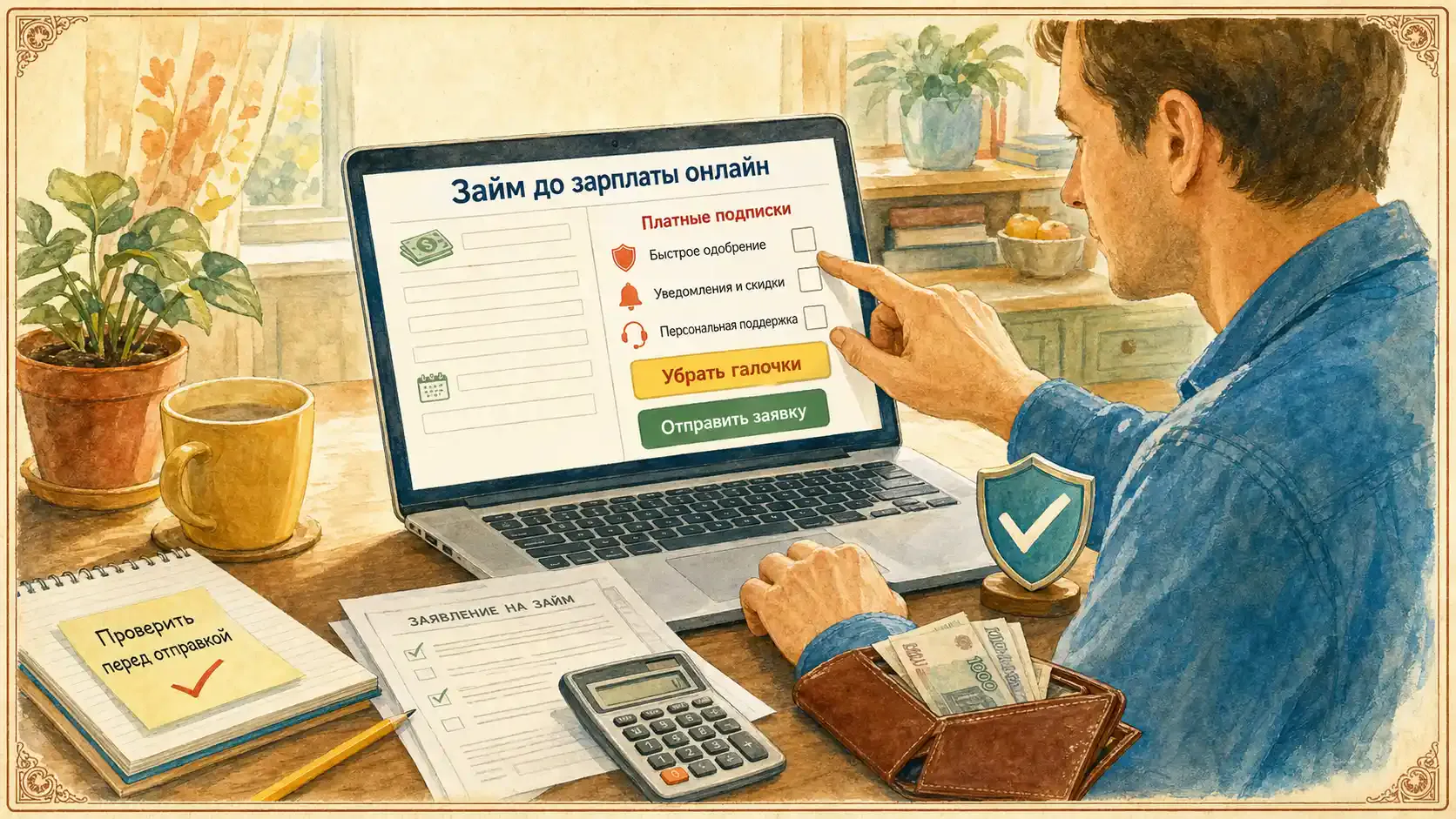 займ до зарплаты онлайн Как убрать галочки платных подписок до отправки заявки